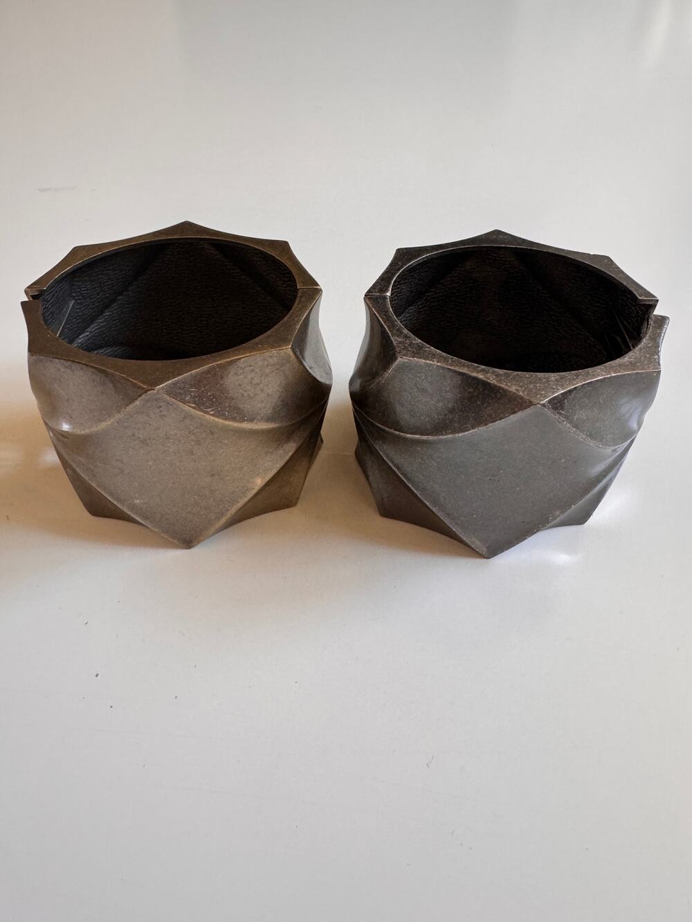 Punk Retro Hammered Matte Gold Silver Metal Bundle of 2 Hinged Cuff Bracelet